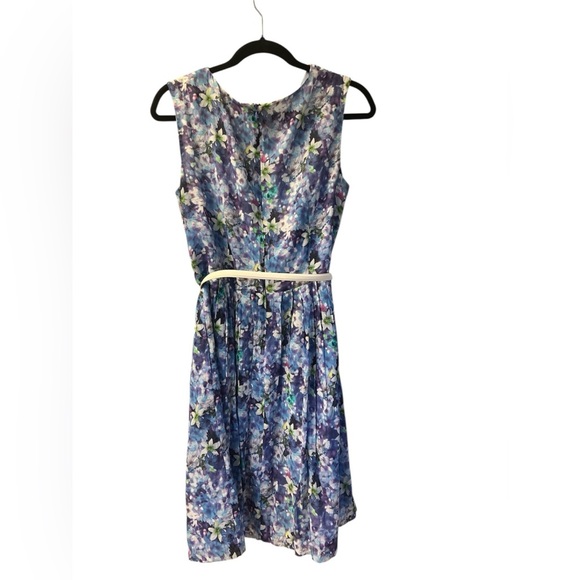 Ivy + Blu Blue Floral Belted Sleeveless‎ Dress Size 8 - Picture 4 of 9